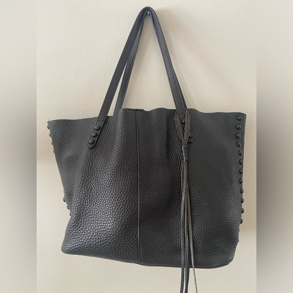 Rebecca Minkoff Medium Black Leather Unlined Tote with black Studs